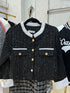 Color Contrast Crop Tweed Jacket